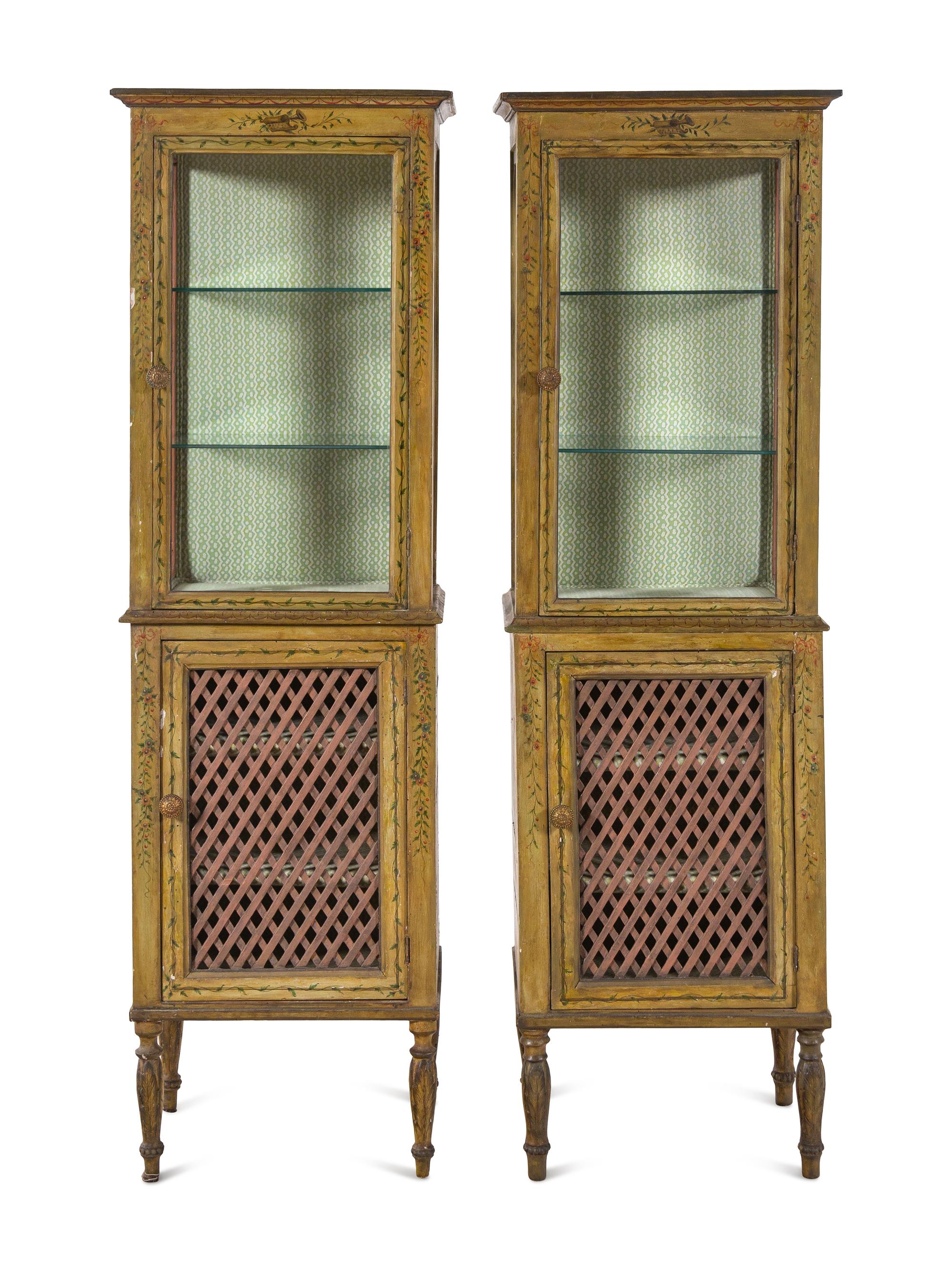 A Pair of Continental Painted Vitrine Cabinets