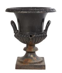 A Victorian Painted Iron Garden Urn Height 27 1/4 inches.