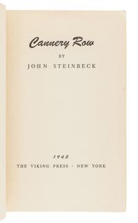 STEINBECK, John (1902-1968). Cannery Row. New York: Viking Press, 1945.