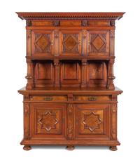 A French Walnut and Burl Walnut Buffet à Deux Corps