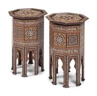 A Pair of Levantine Marquetry Octagonal Side Tables