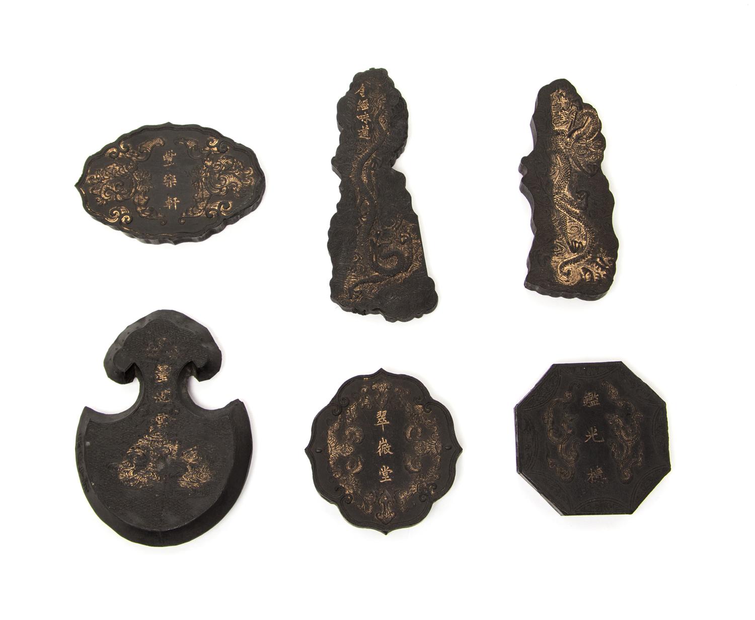 A Set of Six Ink Cakes Length of the longest 3 1/2 inches. — LATE QING DYNASTY