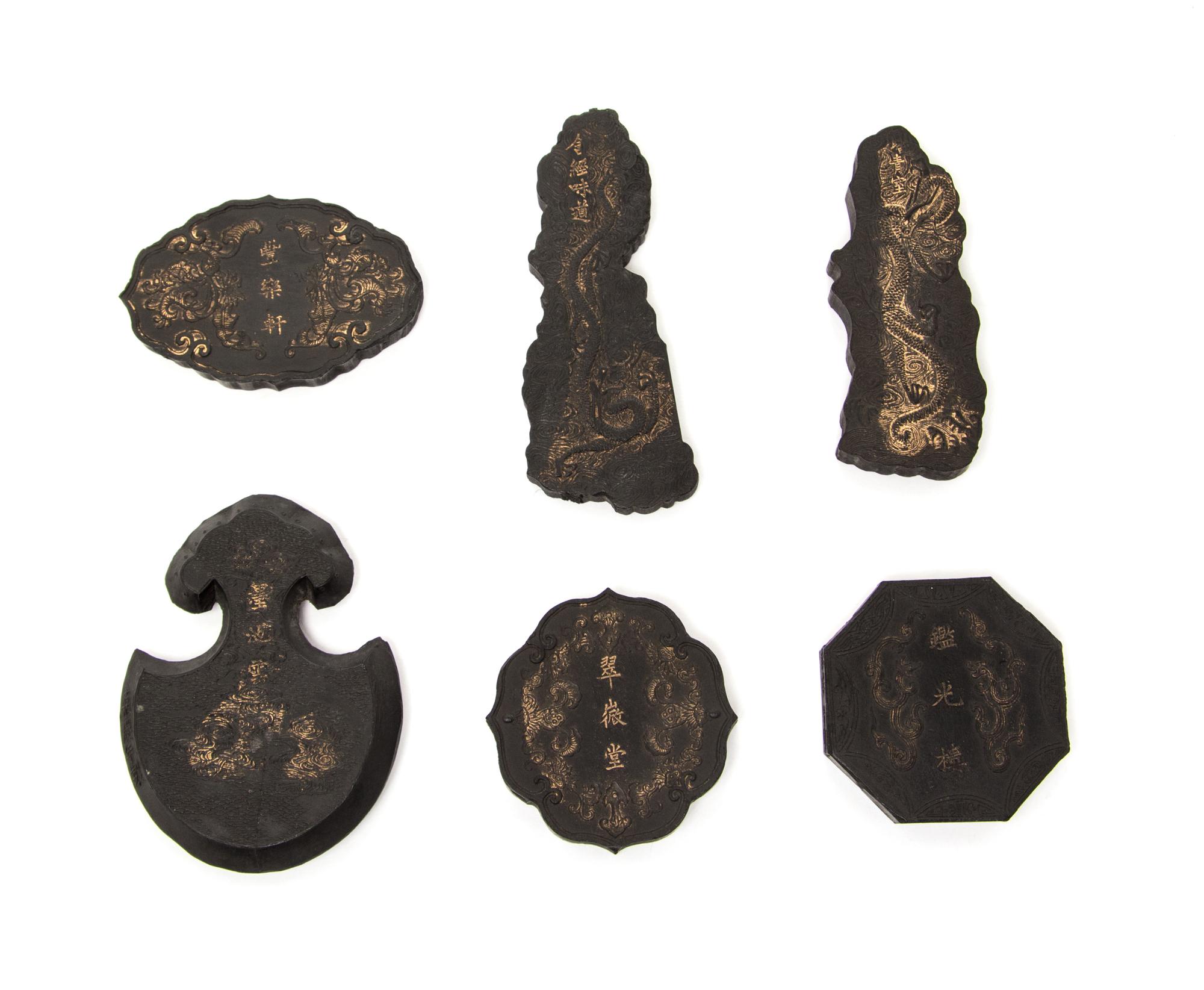 A Set of Six Ink Cakes Length of the longest 3 1/2 inches. — LATE QING DYNASTY