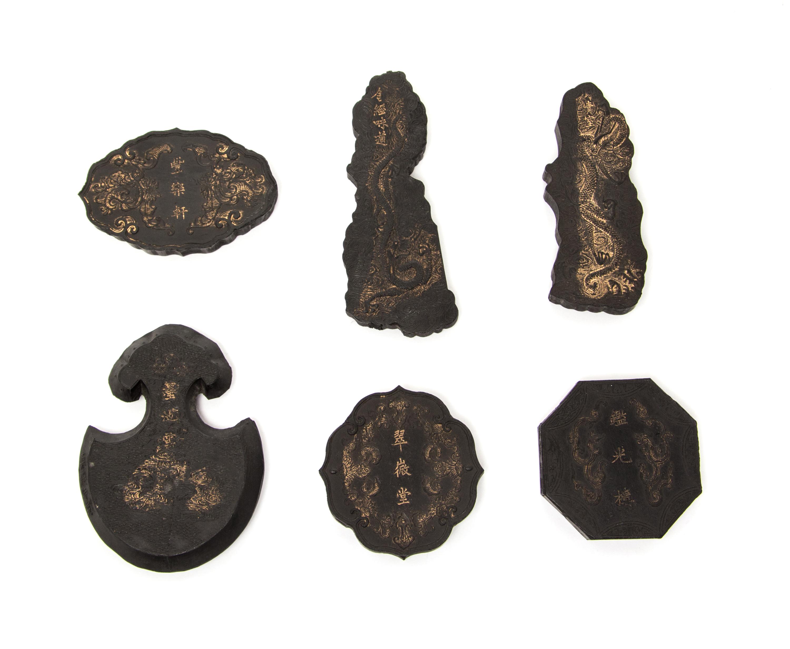 A Set of Six Ink Cakes Length of the longest 3 1/2 inches. — LATE QING DYNASTY