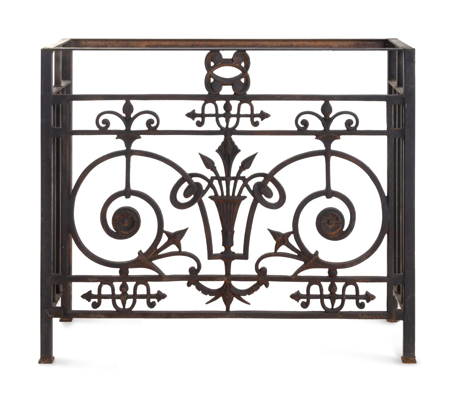 A French Iron Balcony Grate Converted to a Console Table