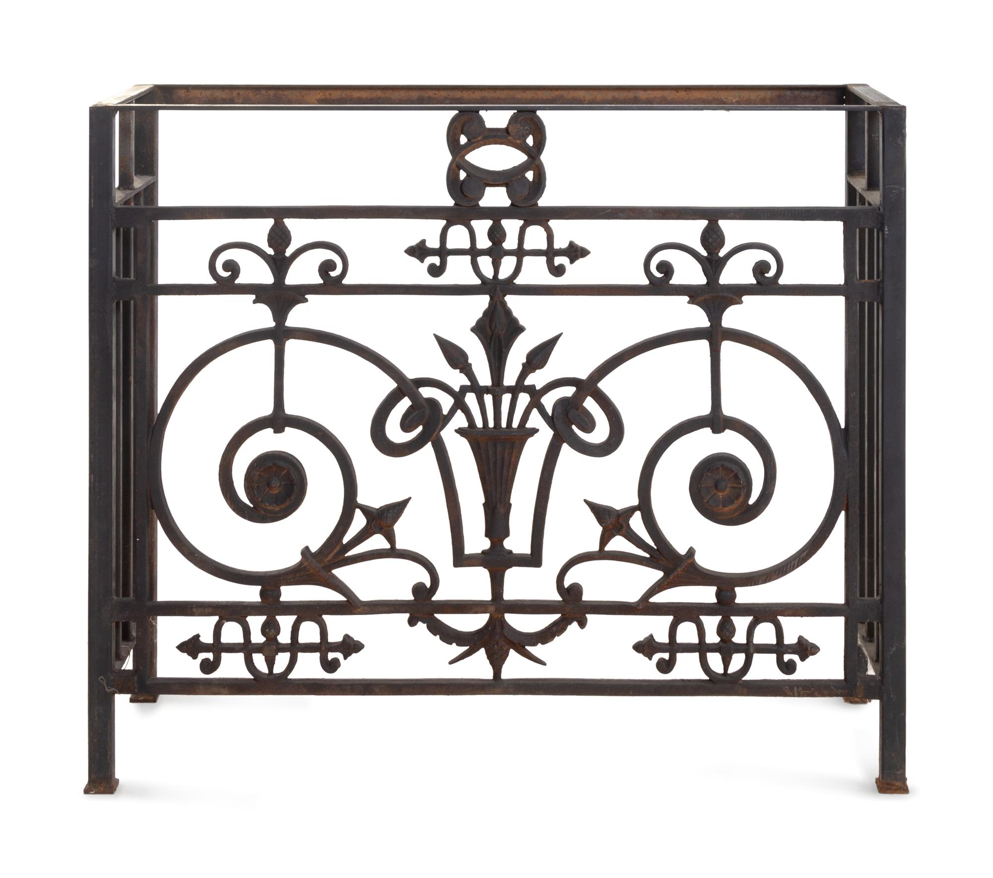 A French Iron Balcony Grate Converted to a Console Table