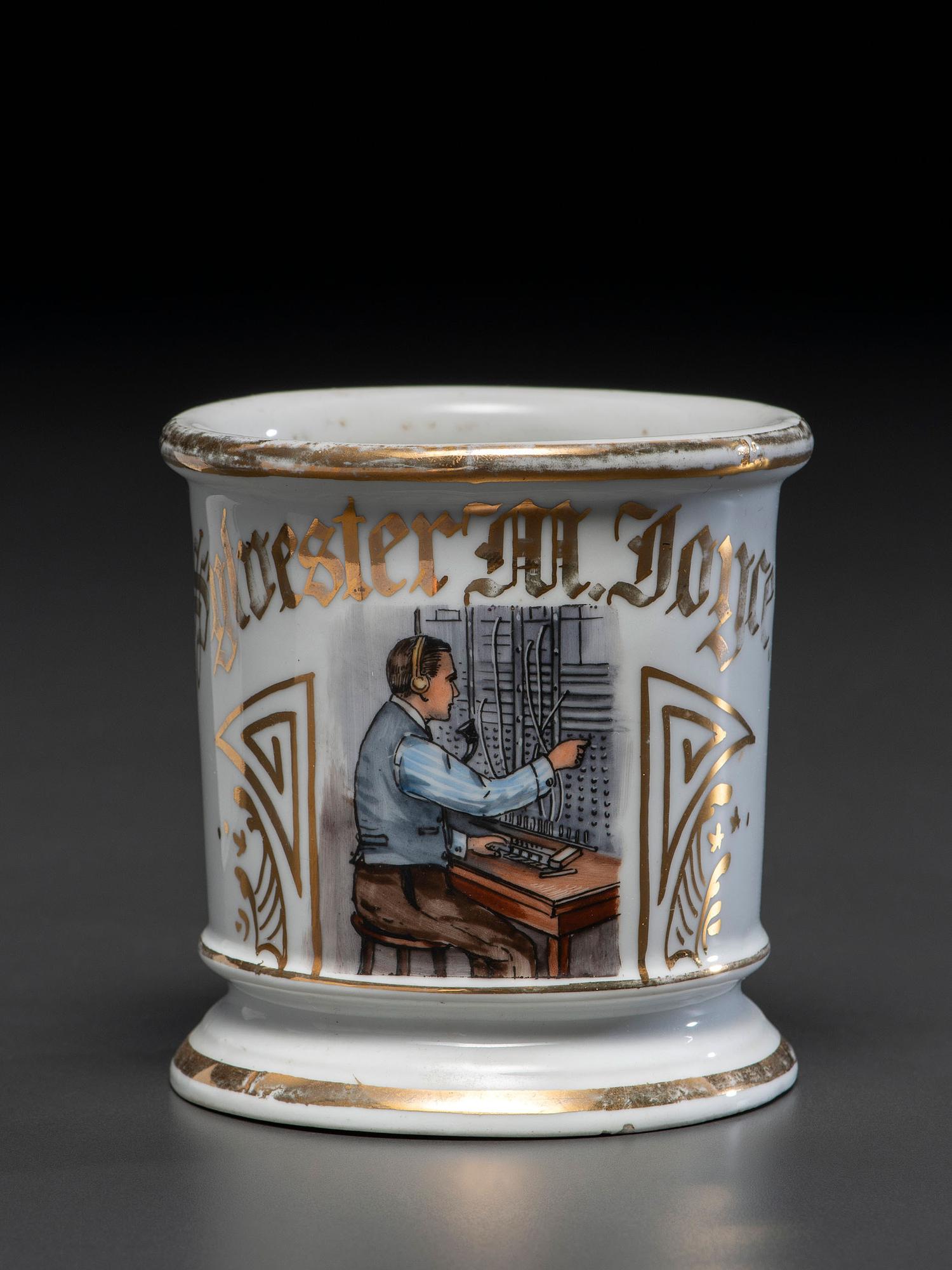 A Switchboard Operator's Porcelain Occupational Shaving Mug