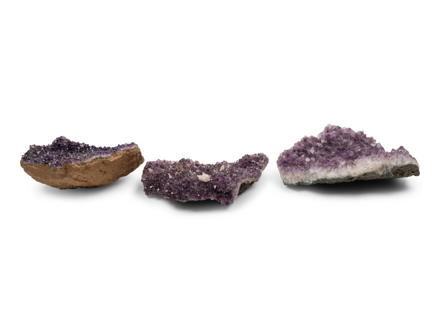 Three Amethyst Geode Specimens