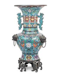 A Large Chinese Cloisonné Enamel Gu- Form Vase