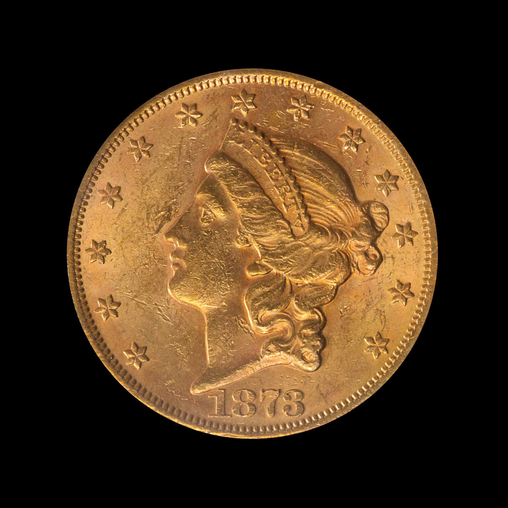 A United States 1873 Liberty Head: Closed 3 $20 Gold Coin