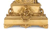 A Napoleon III Gilt Bronze Figural Mantel Clock