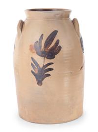 A Four Gallon Stoneware Butter Churn