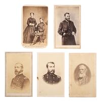 [CIVIL WAR]. 5 CDVs of CSA and Union generals, incl. Lee and Grant.