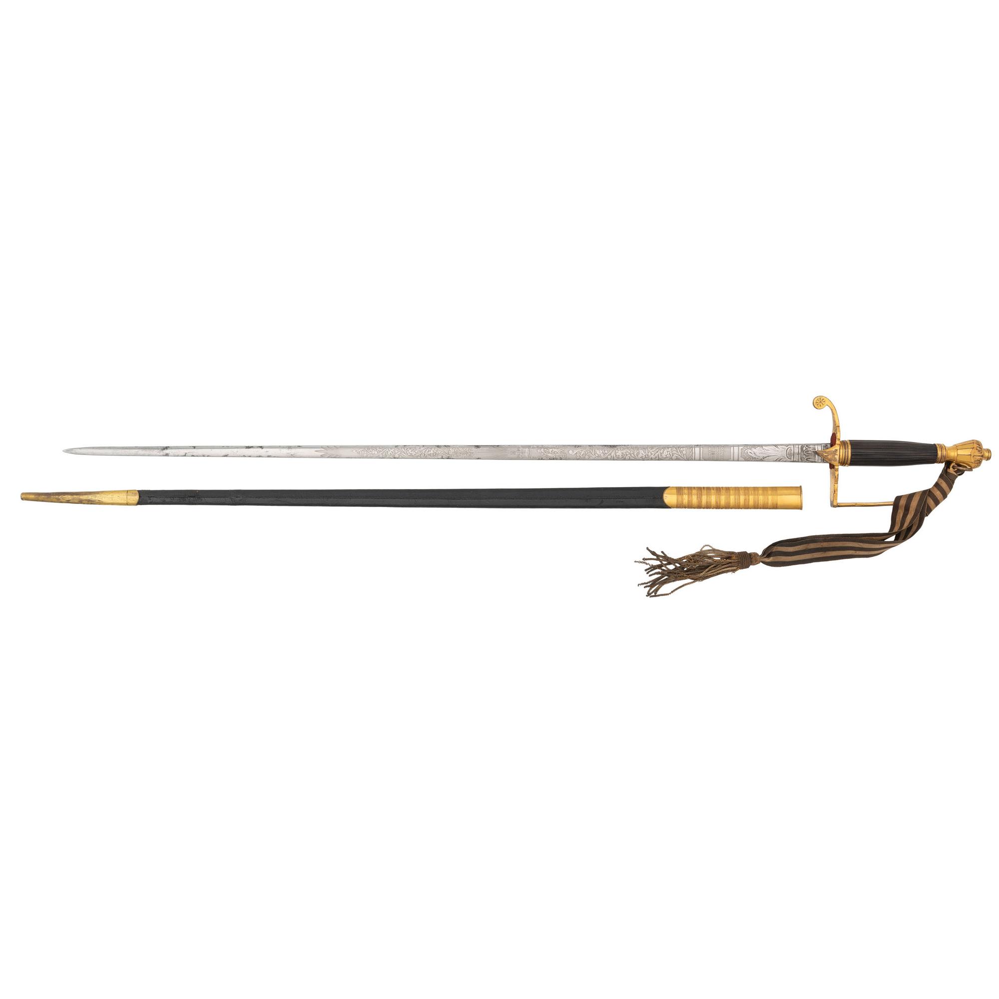Fine Victorian Gilt Hilt & Etched Blade Court Sword by Charles Webb
