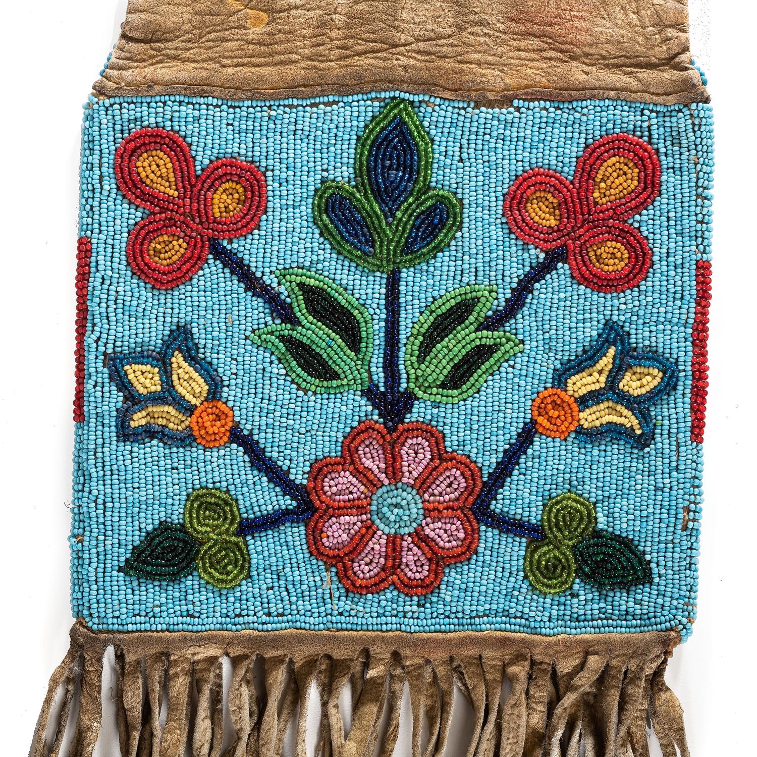 Cree Beaded Hide Tobacco Bag