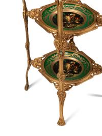 A Pair of Gilt Bronze and Porcelain Dessert Stands