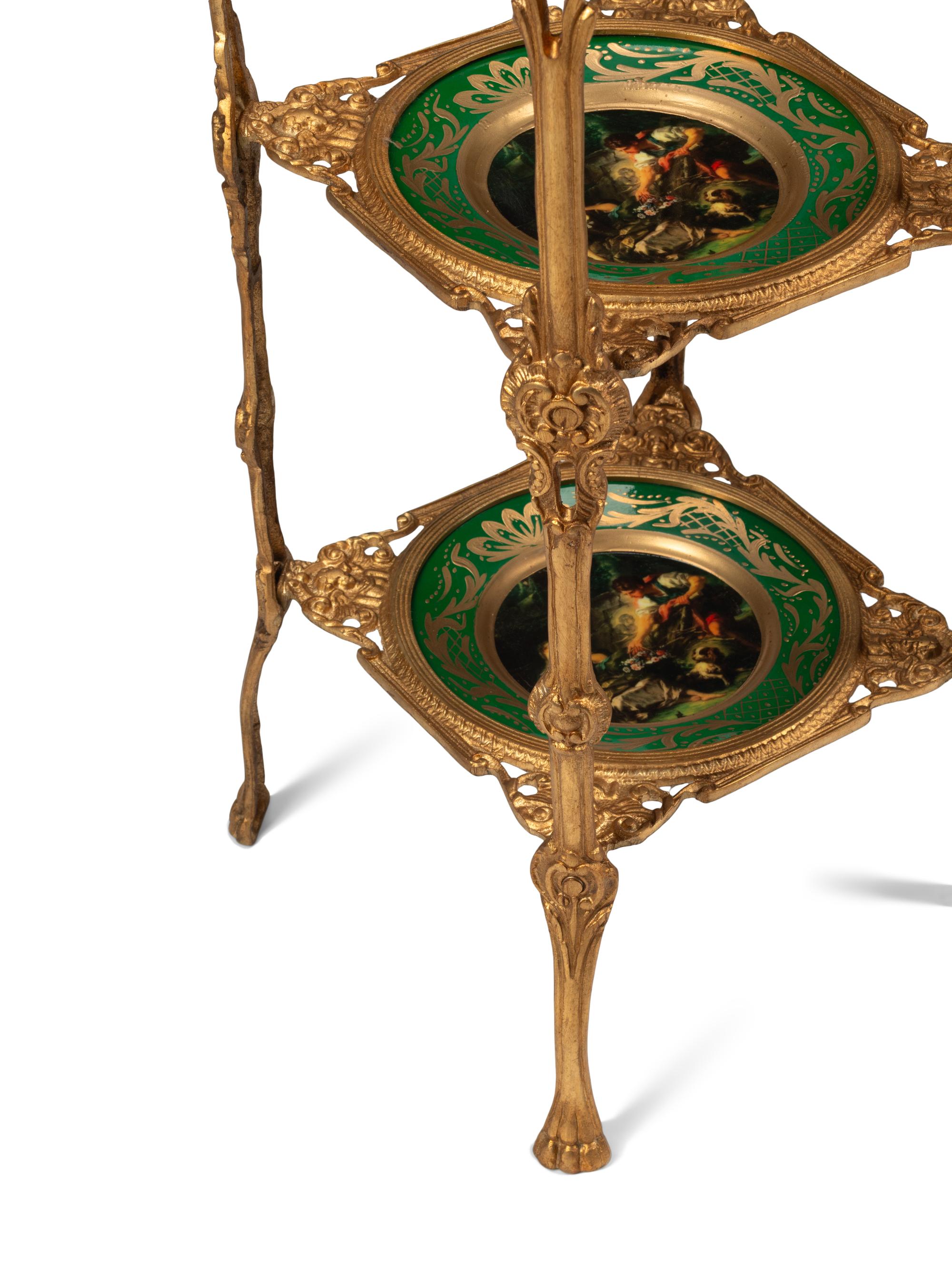 A Pair of Gilt Bronze and Porcelain Dessert Stands