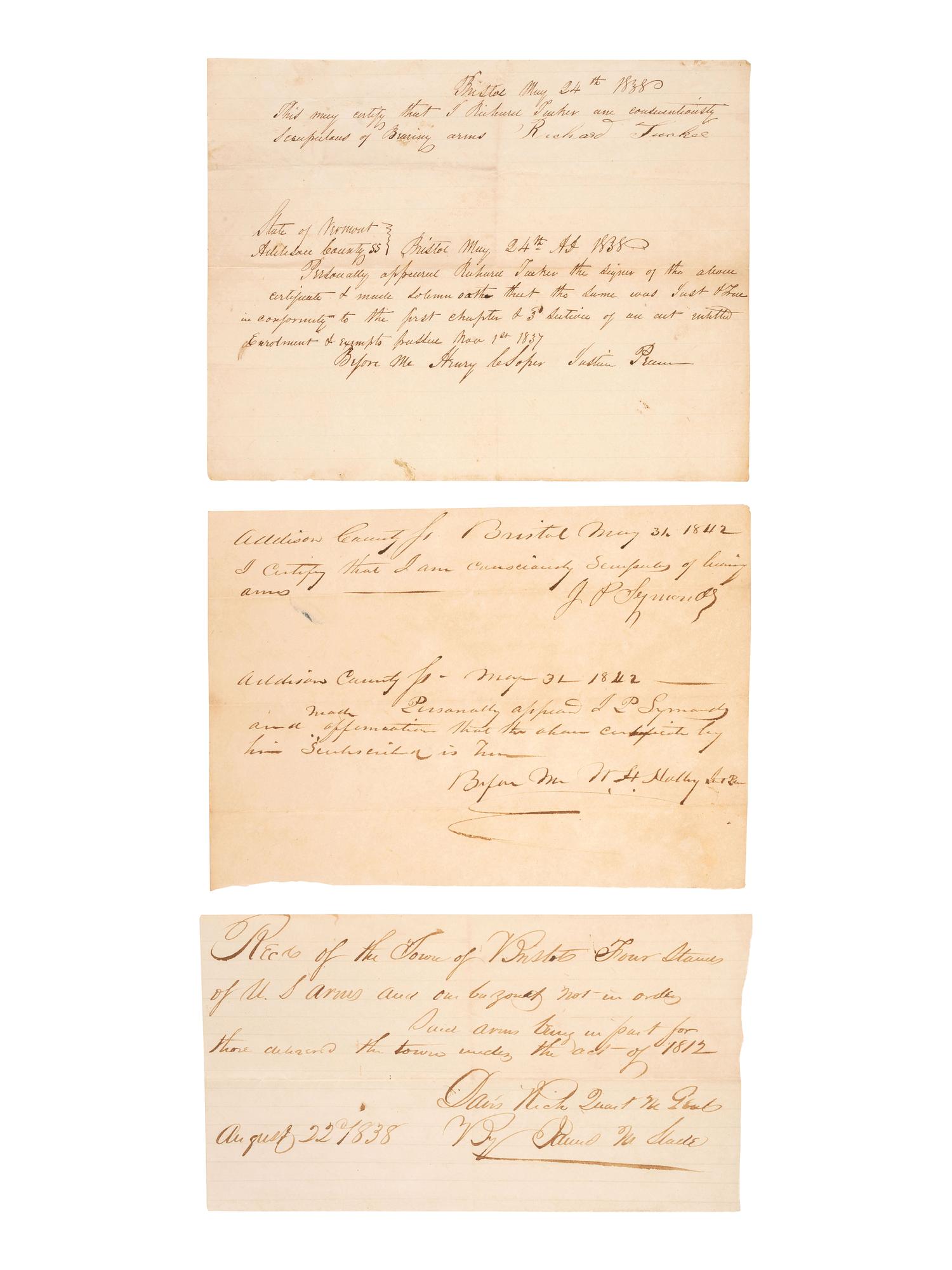 [WAR OF 1812]. A group of signatures from War of 1812 military officers, including a scarce Henry Burbeck signed document.