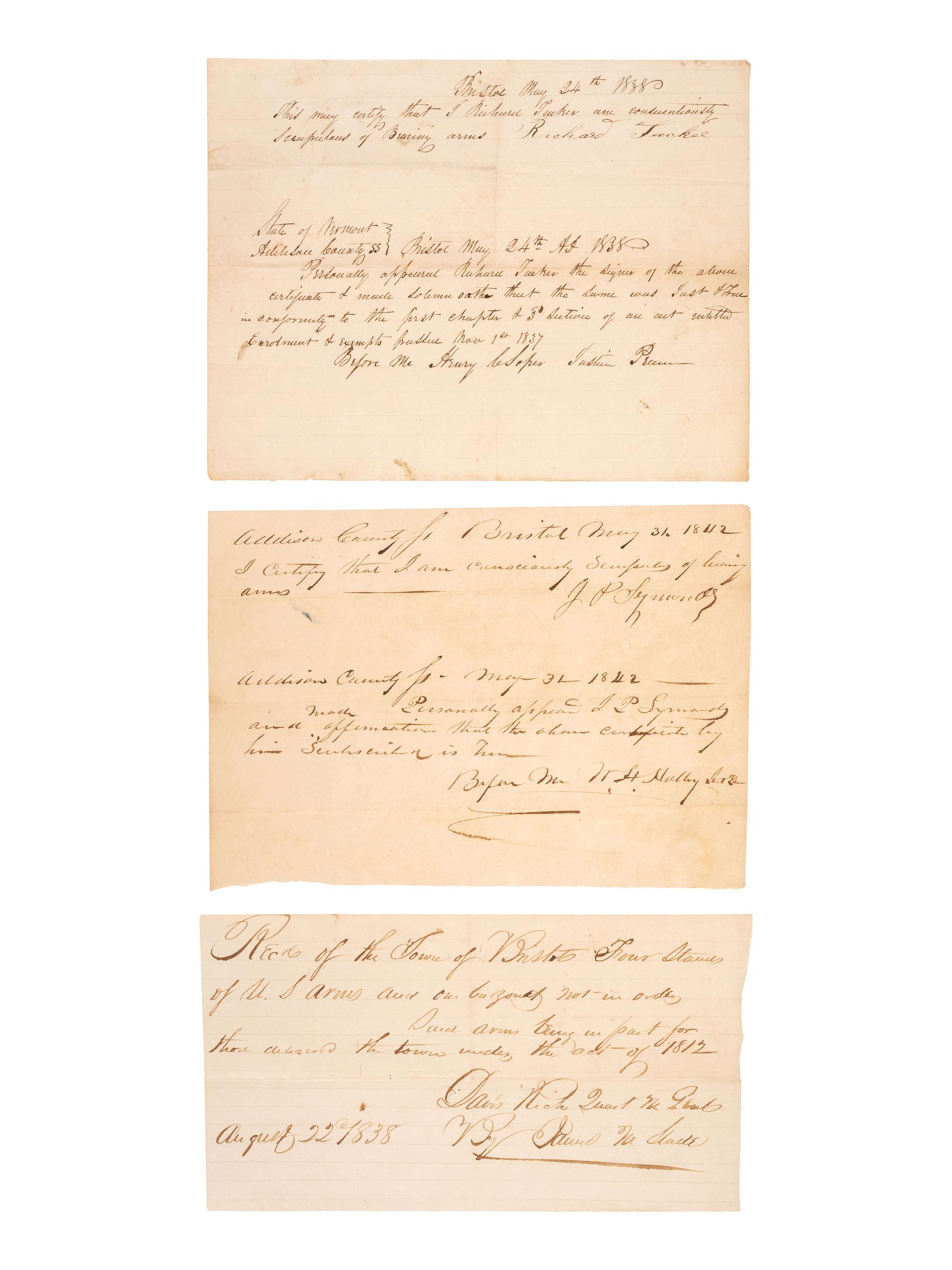 [WAR OF 1812]. A group of signatures from War of 1812 military officers, including a scarce Henry Burbeck signed document.