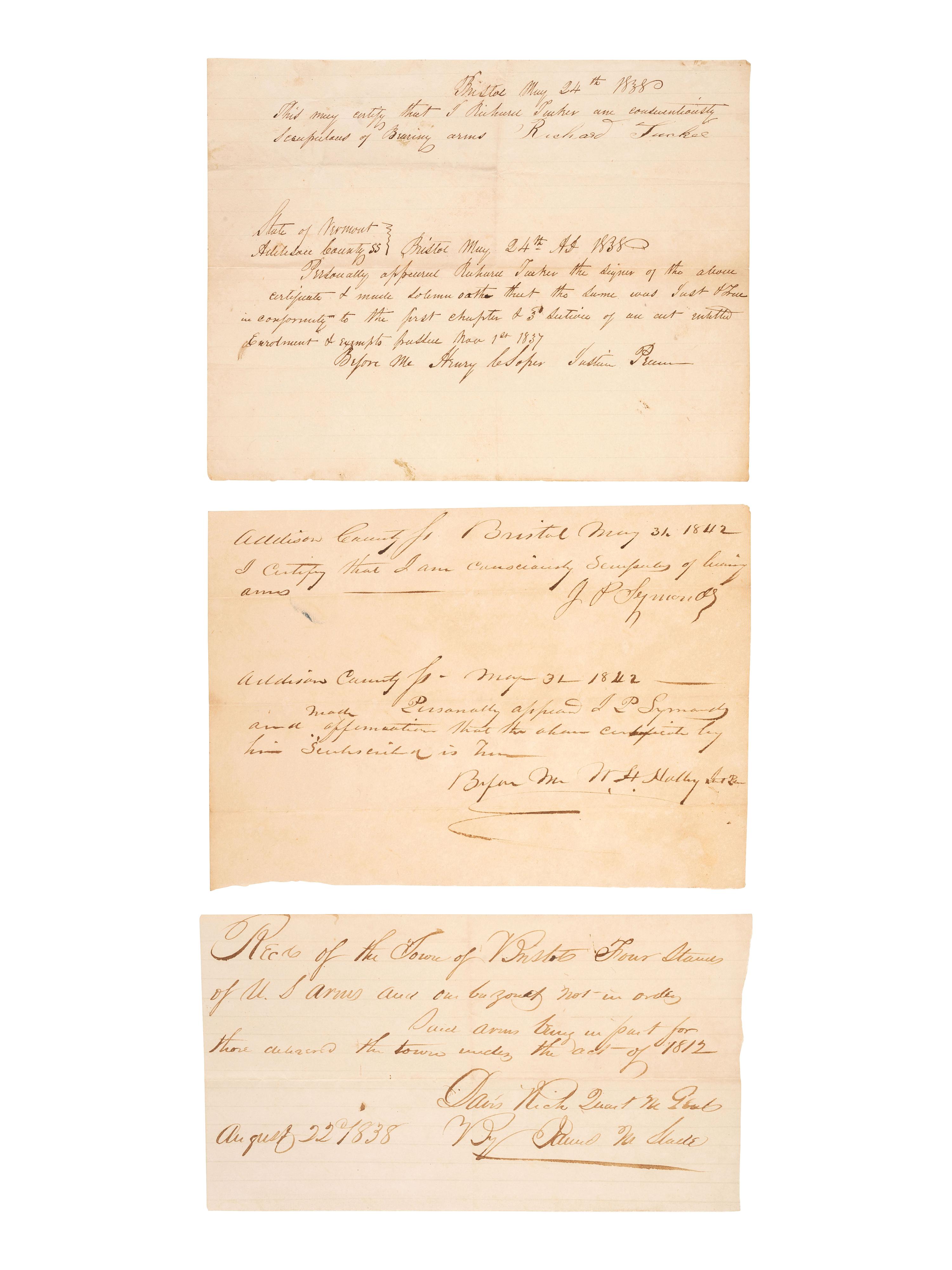 [WAR OF 1812]. A group of signatures from War of 1812 military officers, including a scarce Henry Burbeck signed document.