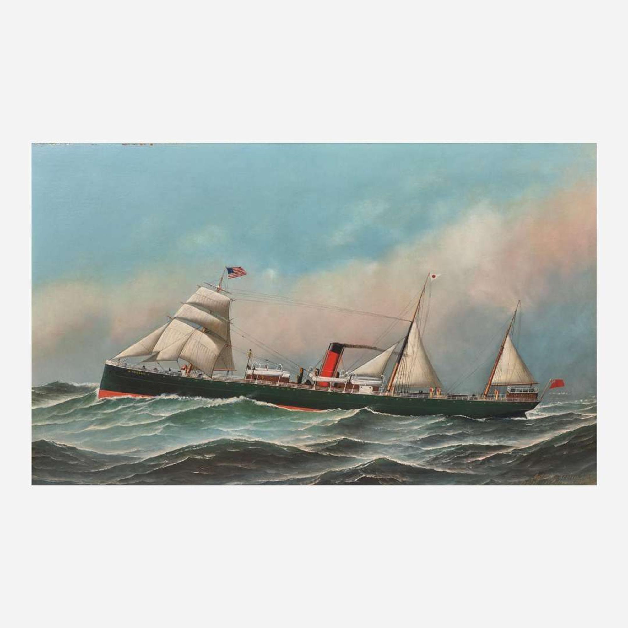 Antonio Jacobsen (American/Danish, 1850–1921) Colorado in Rough Seas