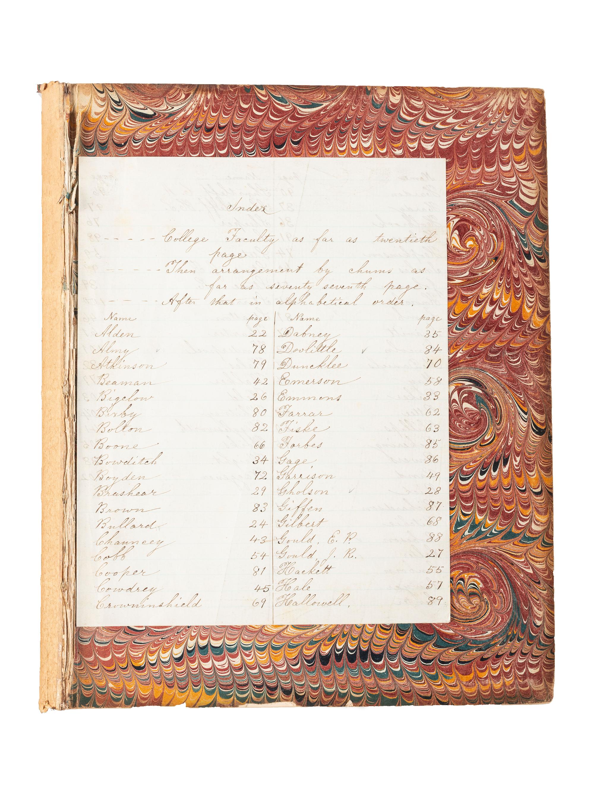 [HARVARD UNIVERSITY]. The Class of 1861 Harvard College . Cambridge, MA: Riverside, 1861. Yearbook with albumen photographs of faculty, students, and grounds.