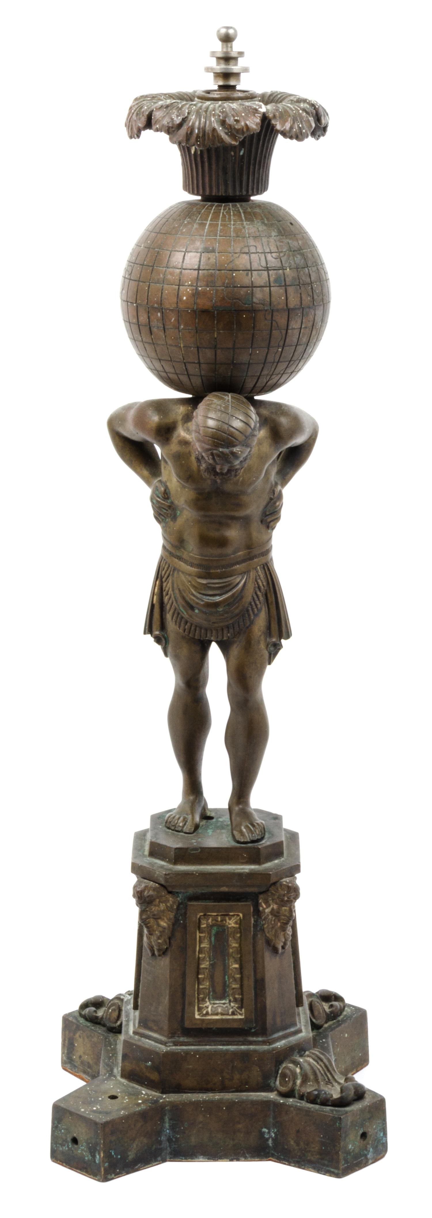A Continental Bronze Figural Lamp Base Height 21 1/2 inches. — FIRST HALF 20TH CENTURY