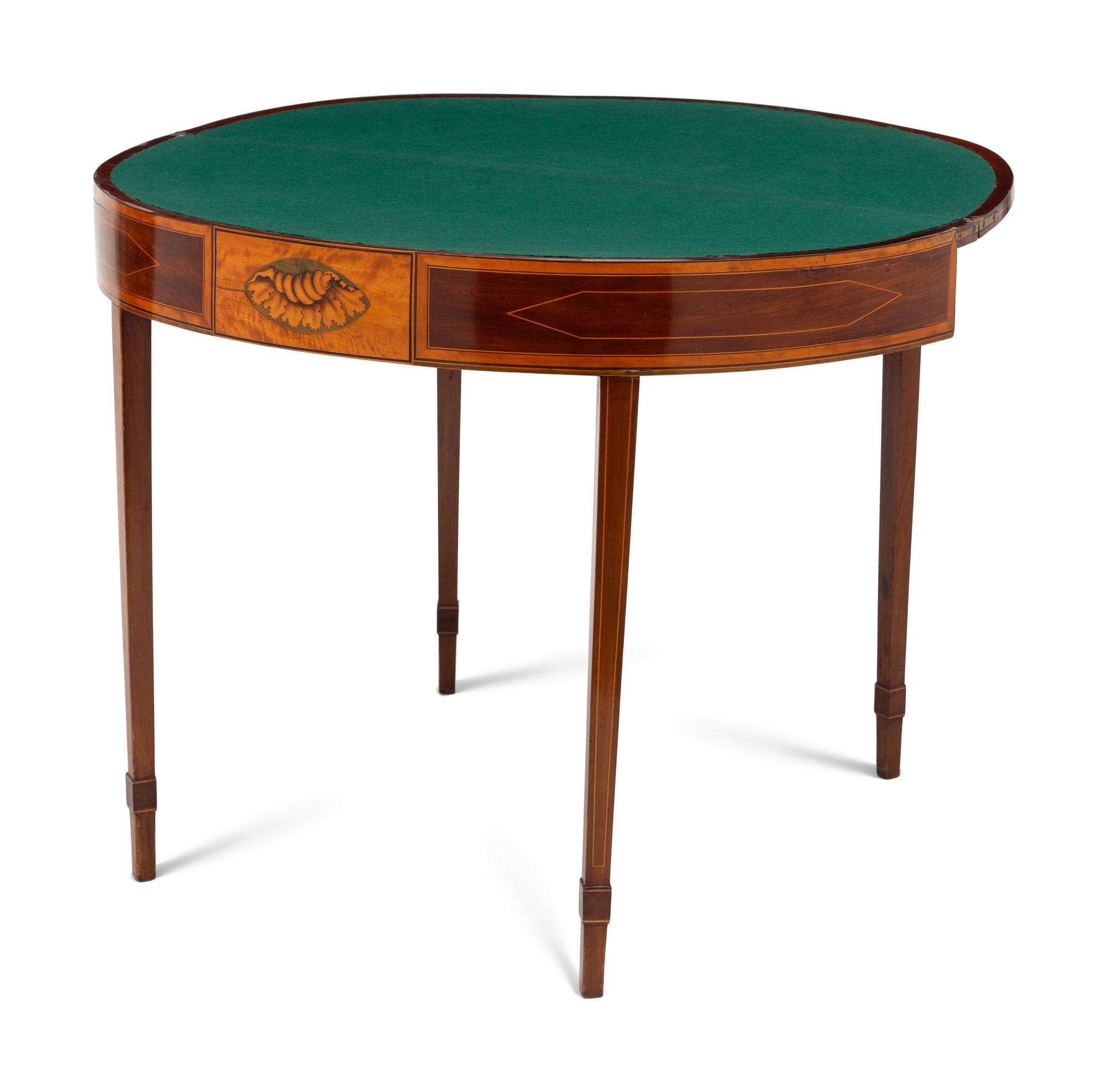 A George III Mahogany and Marquetry Flip-Top Table