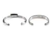 Navajo Slender Sterling Silver Cuff Bracelets, with Inlay