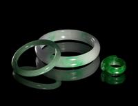 Three Chinese Jadeite Jewelry Pieces
