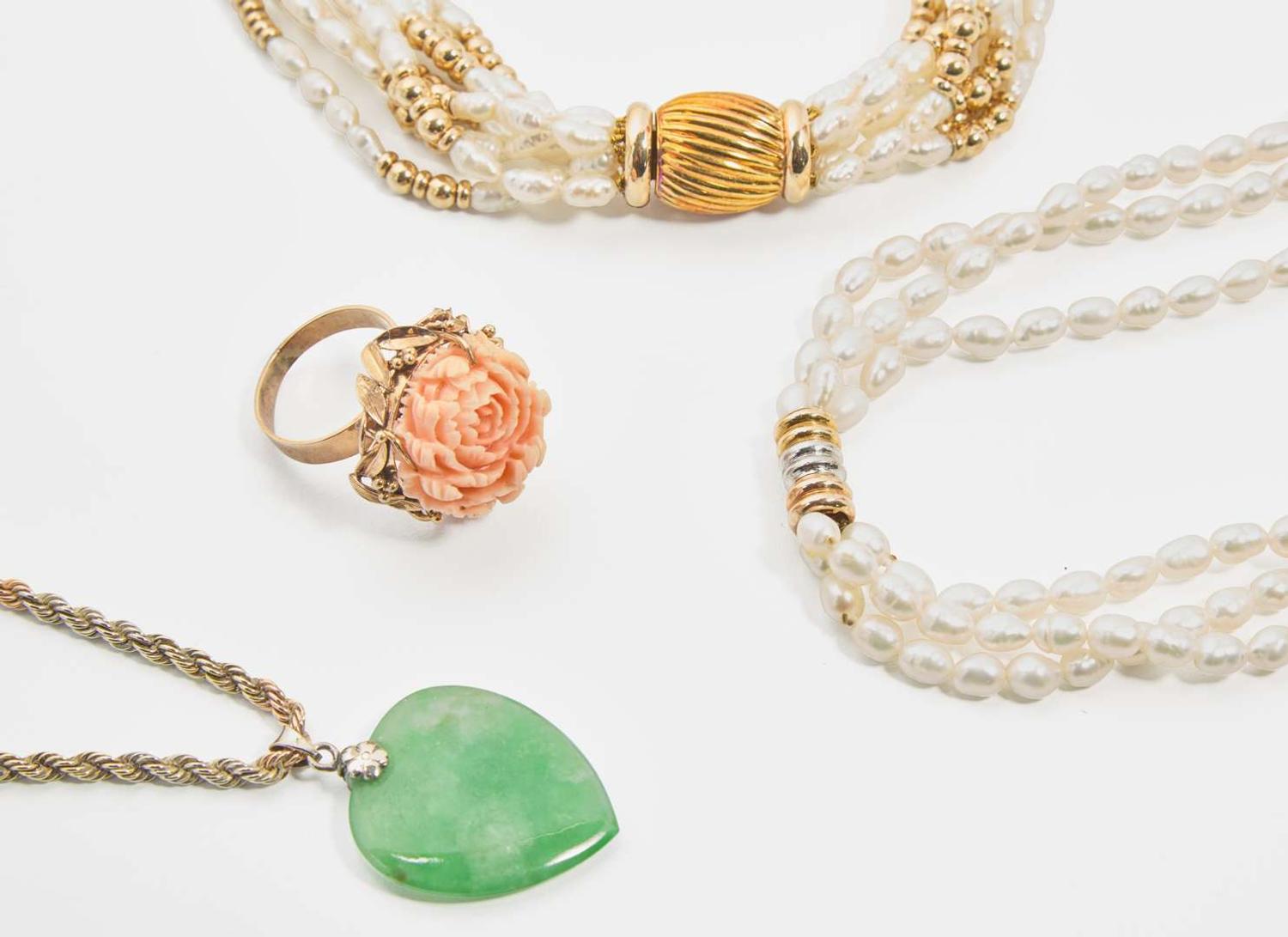 A Miscellaneous Collection of Gold and Organic Gemstone Jewelry