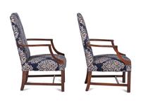 A Pair of George III Style Mahogany Upholstered Armchairs