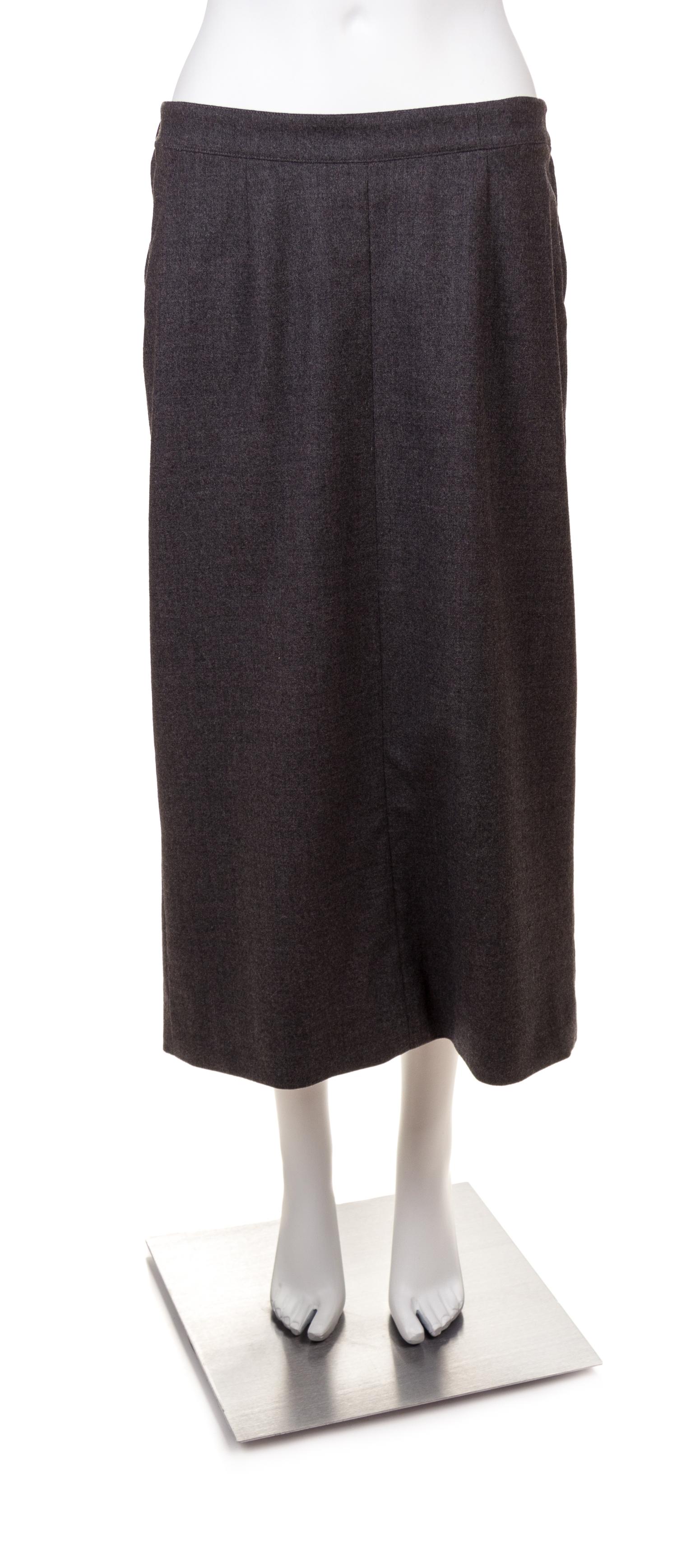 An Hermès Grey Wool Sheath Skirt, Size 46.