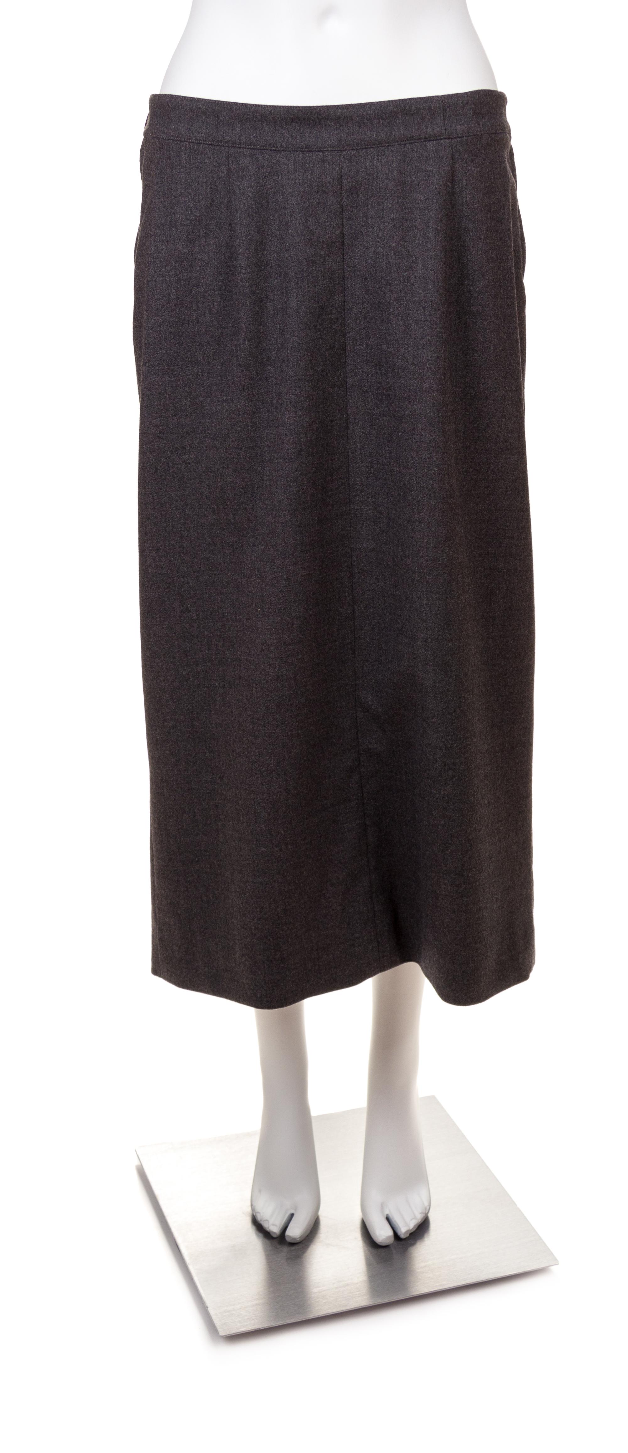 An Hermès Grey Wool Sheath Skirt, Size 46.