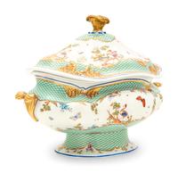 A French Painted and Parcel Gilt Porcelain Tureen