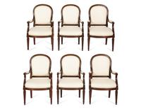 A Set of Six Louis XVI Style Mahogany Dining Armchairs