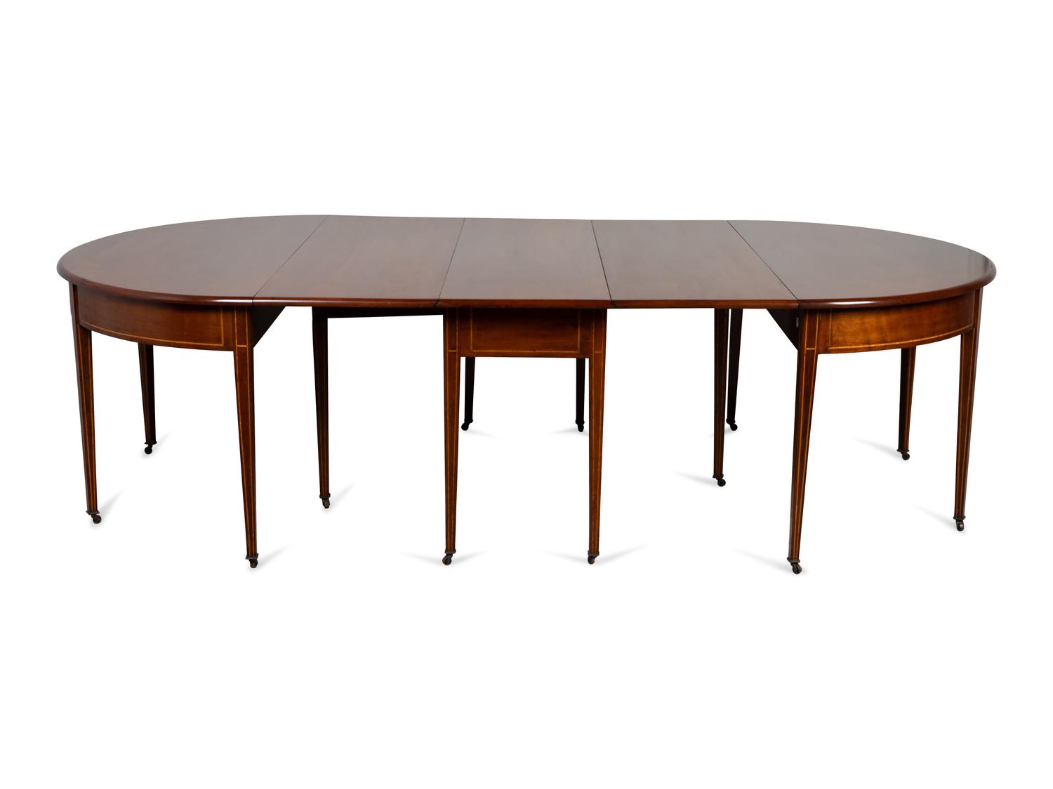 A Federal Inlaid Mahogany Three-Part Dining Table — CIRCA 1800
