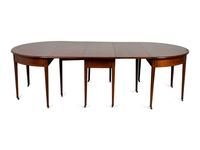 A Federal Inlaid Mahogany Three-Part Dining Table — CIRCA 1800