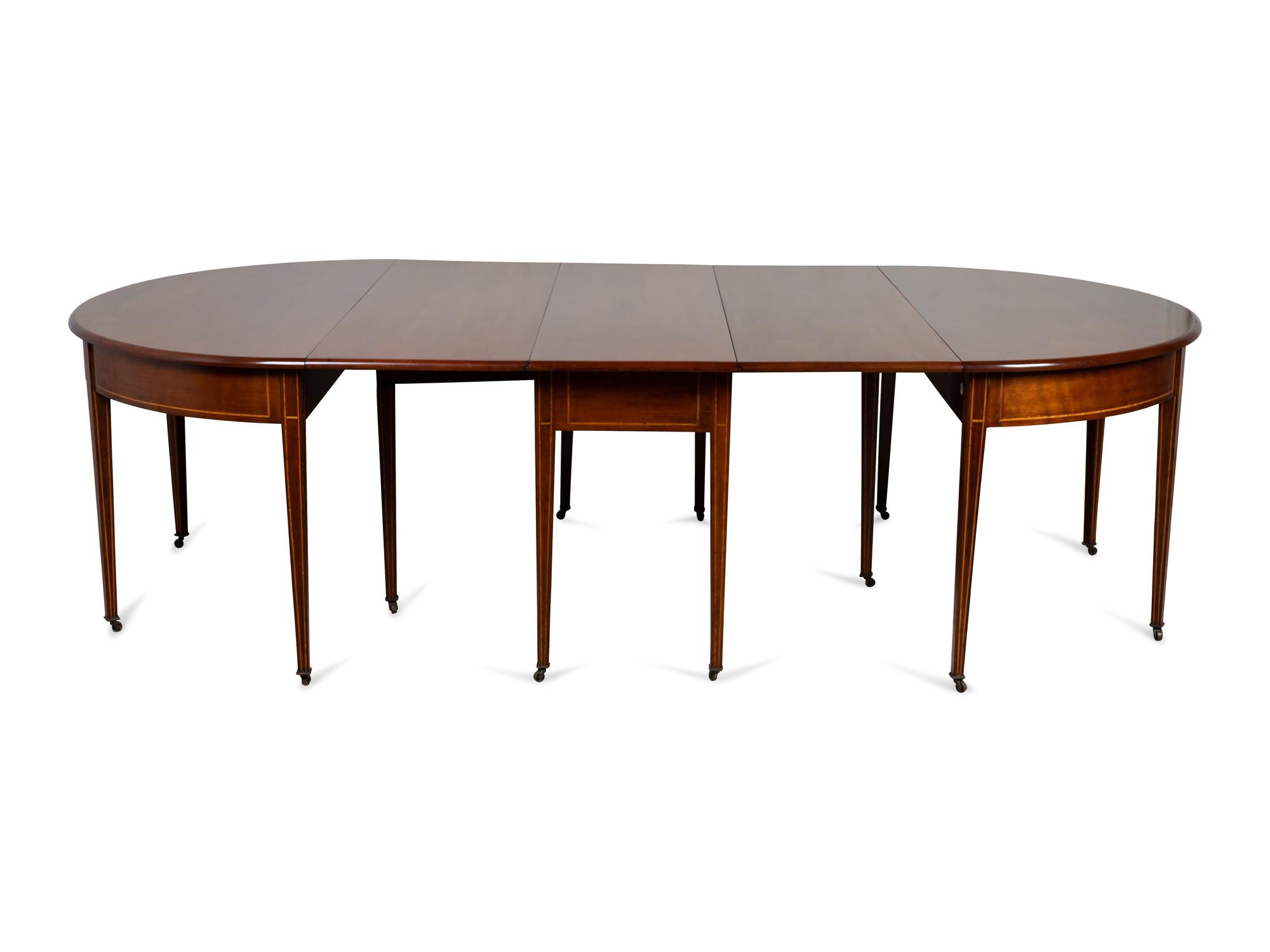 A Federal Inlaid Mahogany Three-Part Dining Table — CIRCA 1800