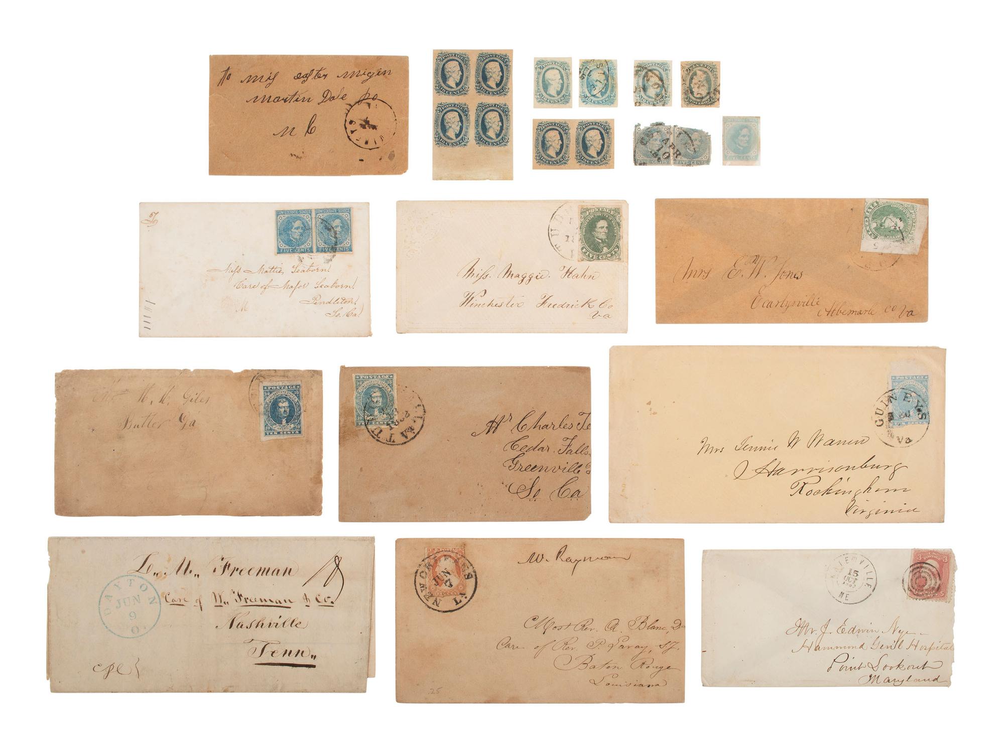 [CIVIL WAR]. A group of fractional currency, patriotic covers, & 19th century notes and covers.