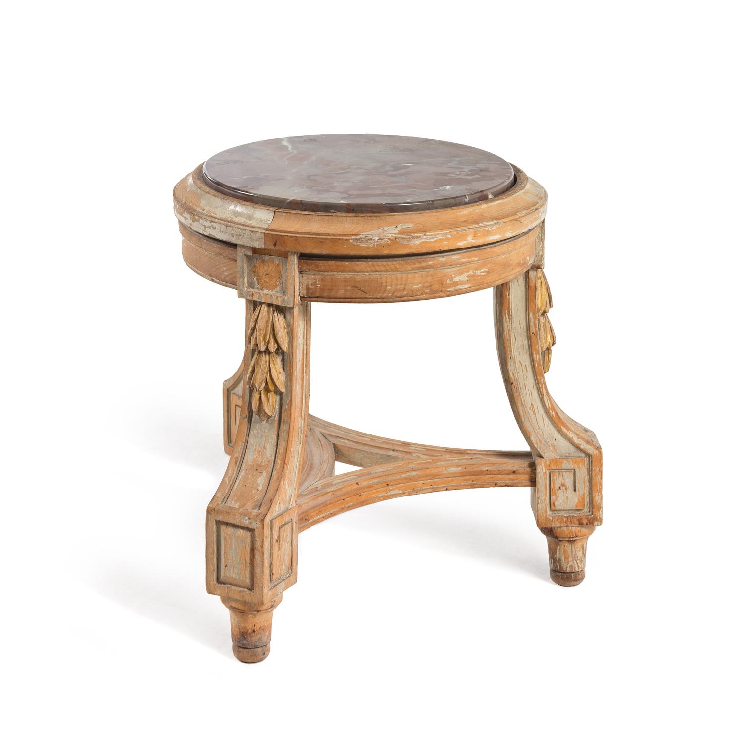 A Louis XVI Style Painted Marble-Top Pedestal Table