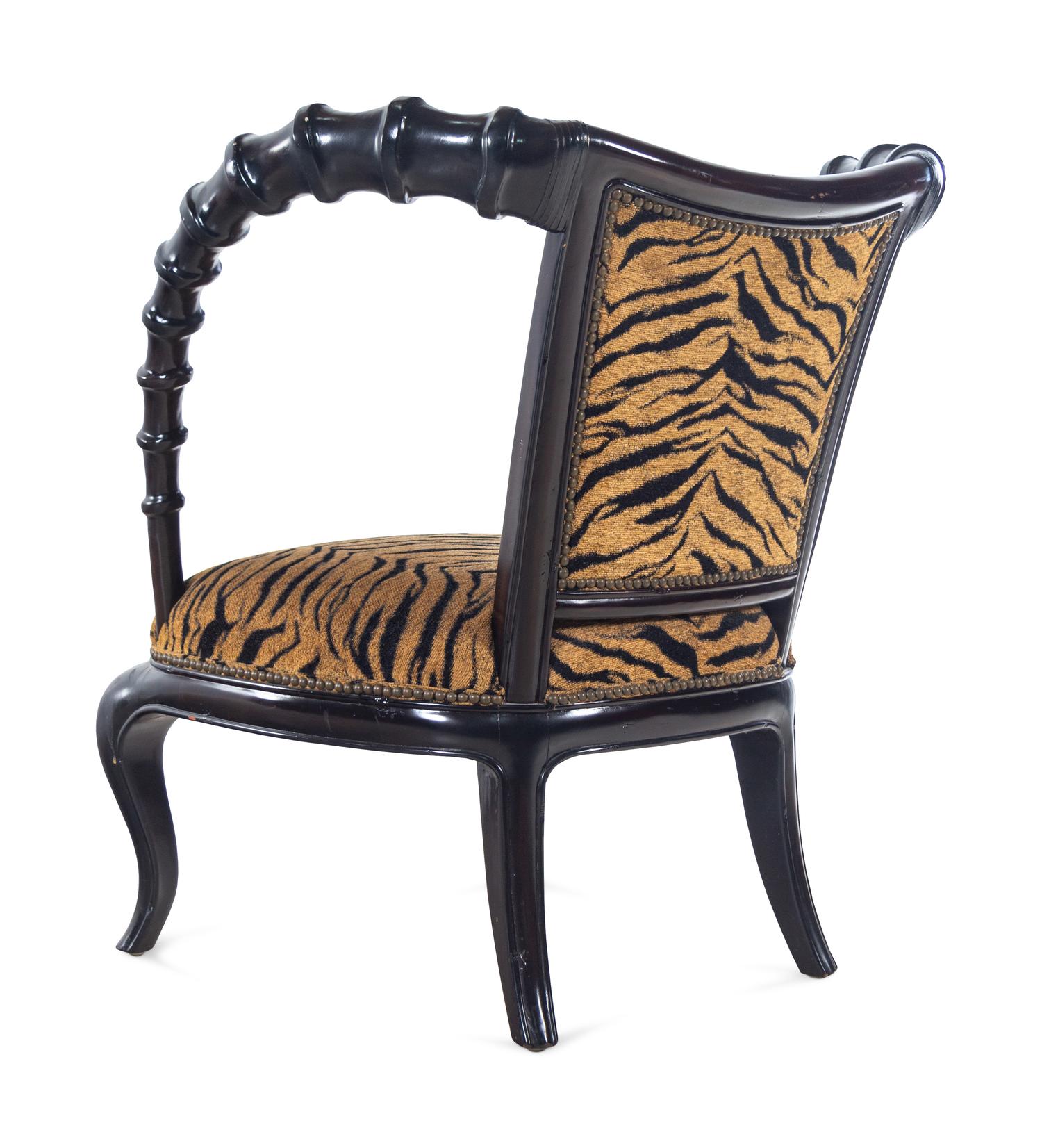 A Thomasville Hemingway Carved Wood Horn Armchair