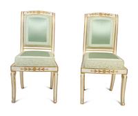 A Pair of Russian Painted and Parcel Gilt Boudoir Chairs — 19TH CENTURY