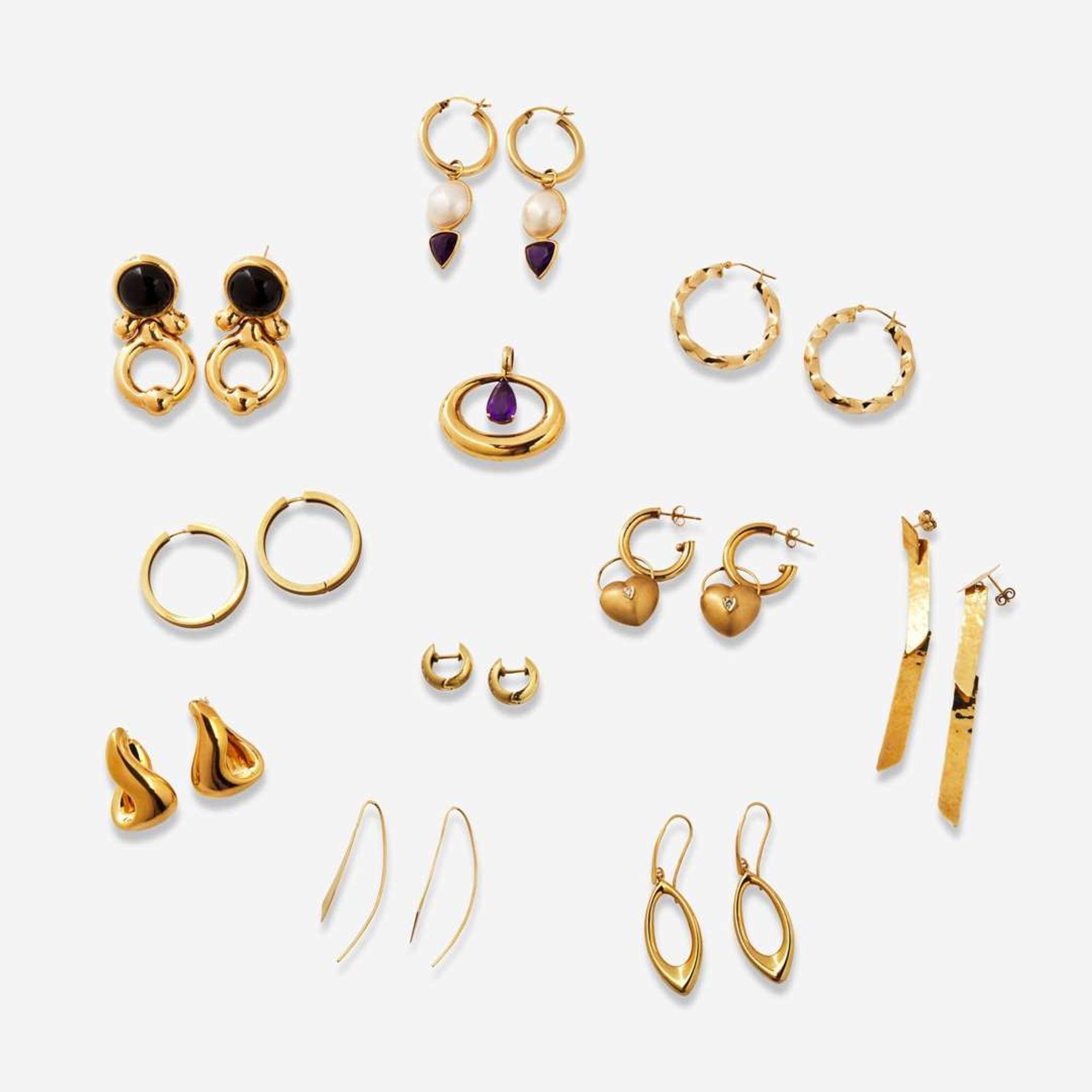 A Miscellaneous Collection of Gold and Gemstone Jewelry