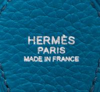 An Hermes Bleu Izmir Taurillon Clemence Evelyne III PM Handbag, 11.25" x 12" x 2.5".