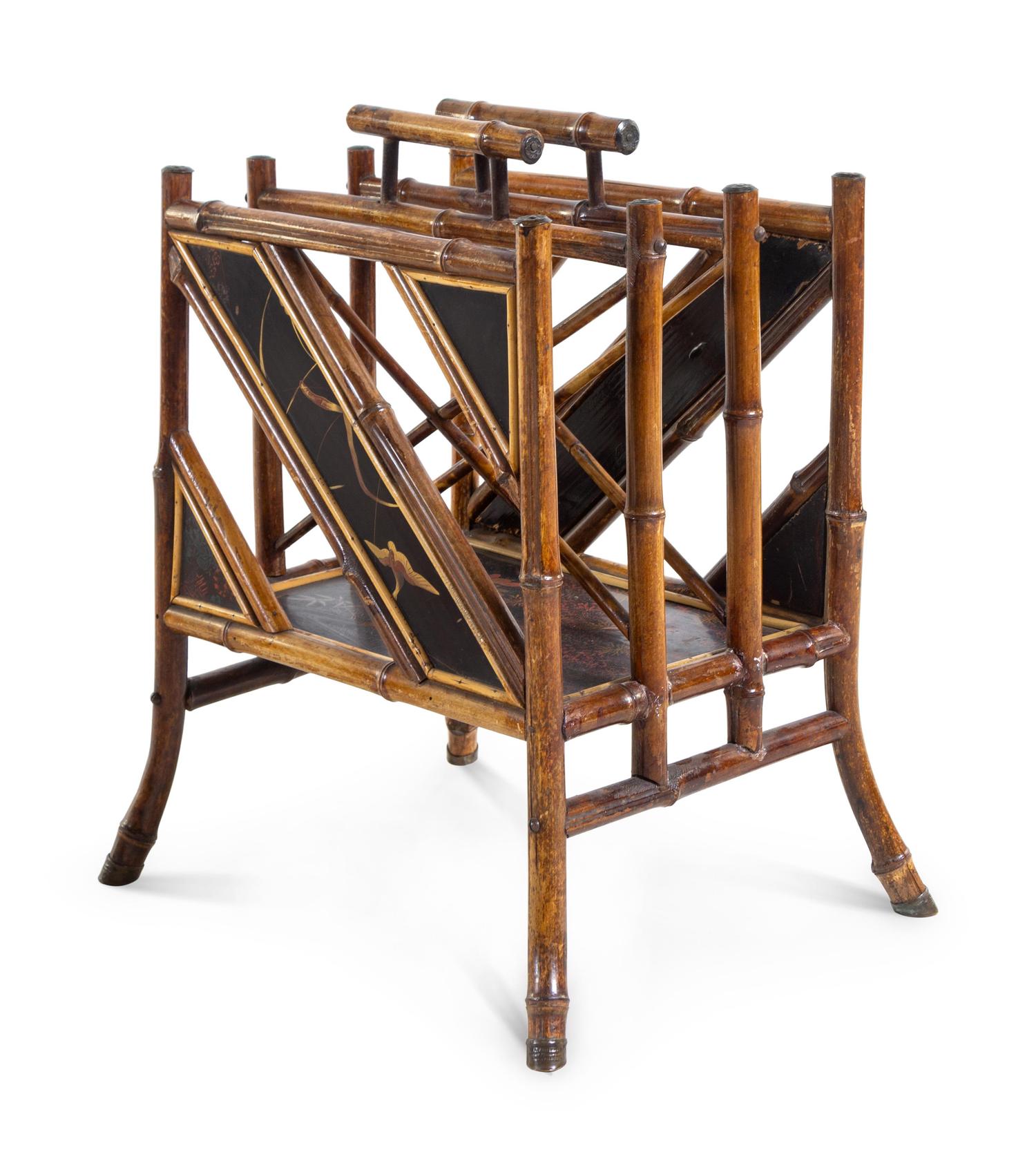 A Chinese Export Bamboo and Ebonized Canterbury