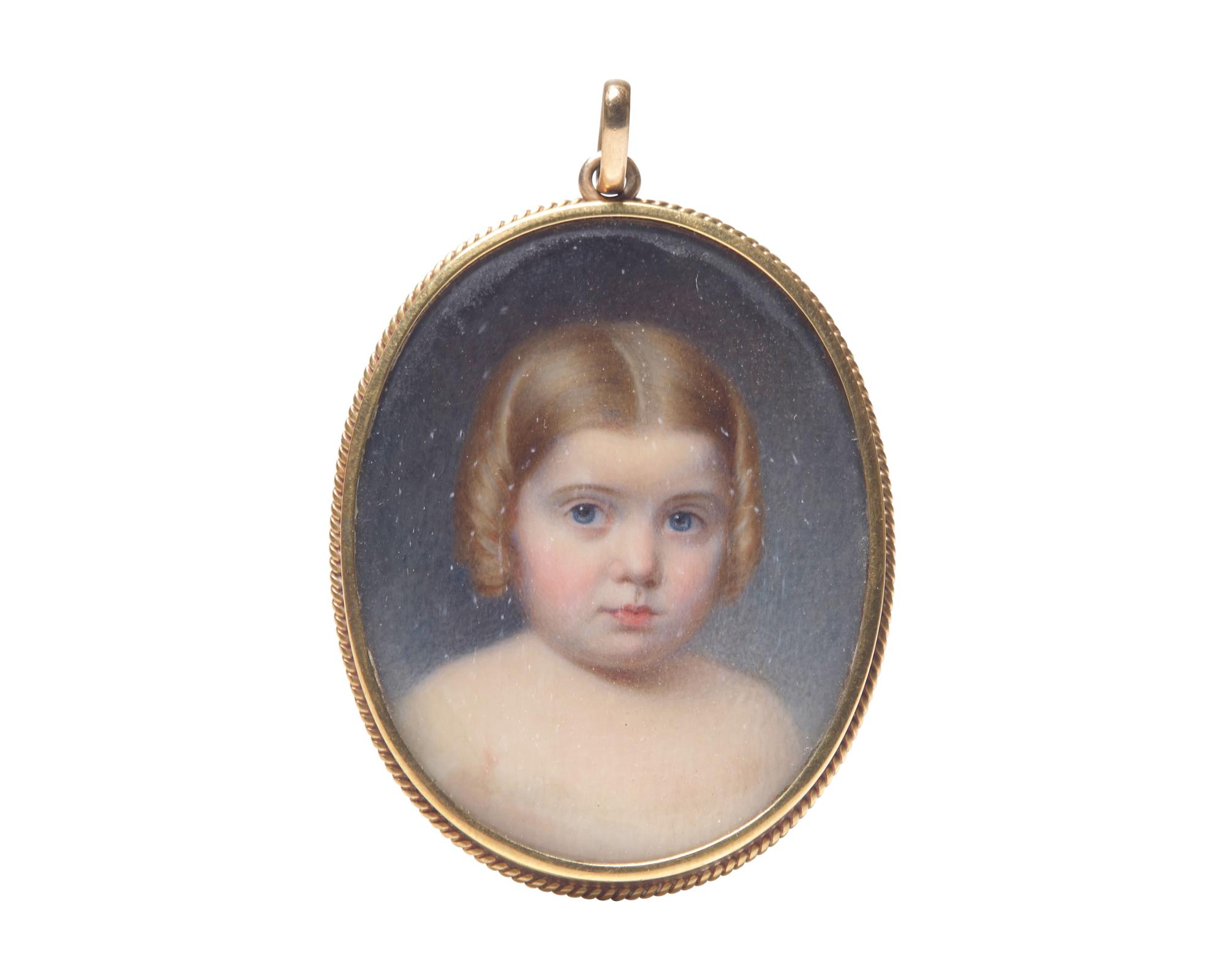 Attributed to John Carlin (1813-1891), A Portrait Miniature of a Little Girl with Blond Curls