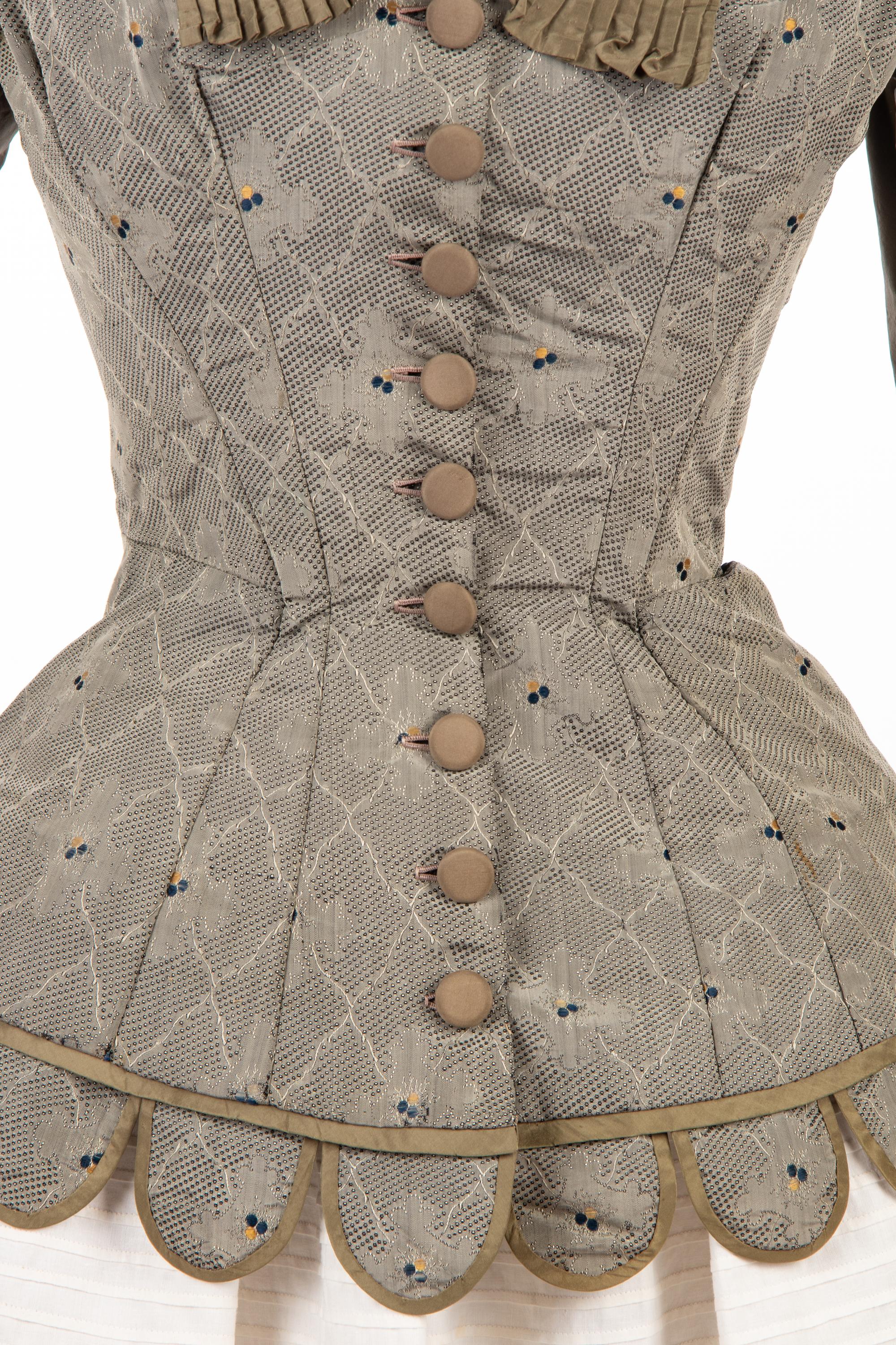 Two Silk Taffeta Evening Bodices, 1880s