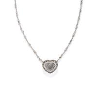 WHITE GOLD, DIAMOND, AND COLORED DIAMOND HEART NECKLACE