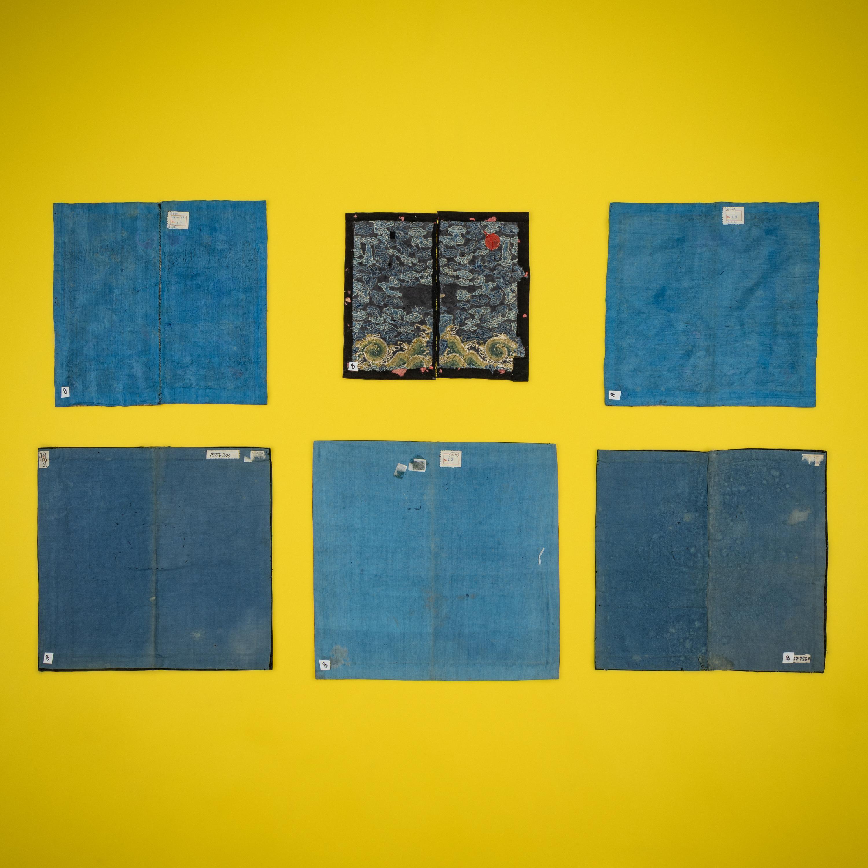 Six Chinese Embroidered Silk Military Rank Badges, Late 19th-Early 20th Century — 晚清-民國 刺綉武官補子六種